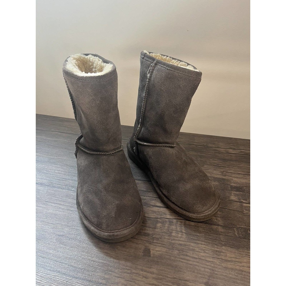 Bearpaw Emma Short Hickory Womens Casual Suede Sheepskin Wool Boots Size 8